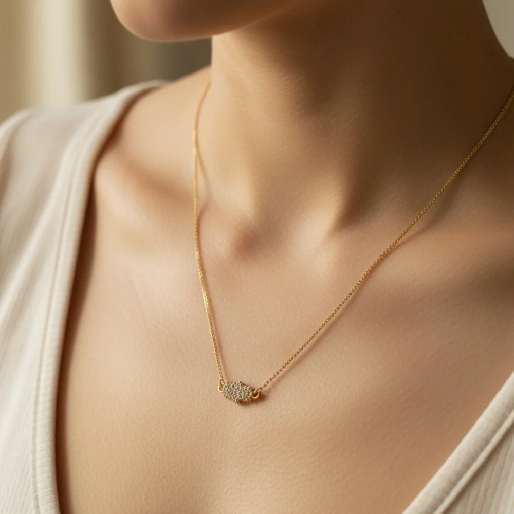Gold Pavé Bar Necklace - Women Jewelry